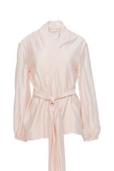 Zwiewna pastelowa narzutka z tencelu z bufiastym rękawem