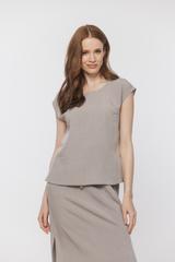 Zwiewna prosta bluzka w kolorze greige
