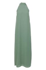 Zwiewna szałwiowa dwuwarstwowa sukienka ze stójką