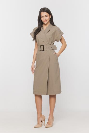 Bawełniana letnia sukienka z paskiem w kolorze oliwki