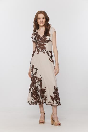 Rozkloszowana sukienka midi ze zwiewnej wiskozy
