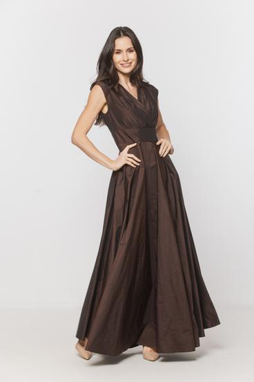 Wieczorowa sukienka z brązowej opalizującej tafty