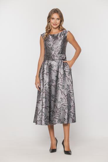 Żakardowa wyjściowa sukienka z eleganckim połyskiem