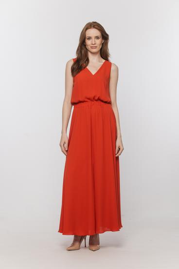 Zwiewna sukienka maxi z kobiecym rozcięciem z przodu