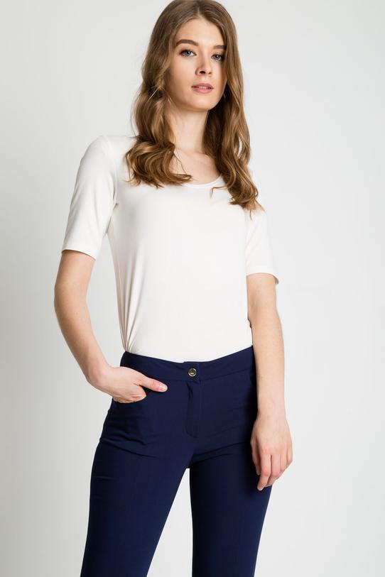 Dopasowane spodnie w kant z suwakiem przy nogawkach - 1