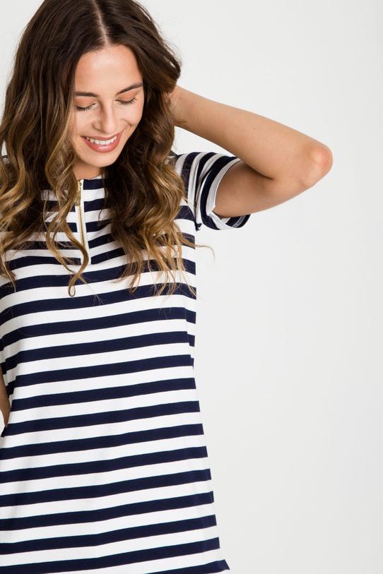 Tunika w paski z zamkiem na dekolcie - 3