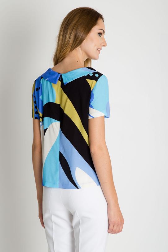 Pudełkowa bluzka we wzory z krótkim rękawem - 4