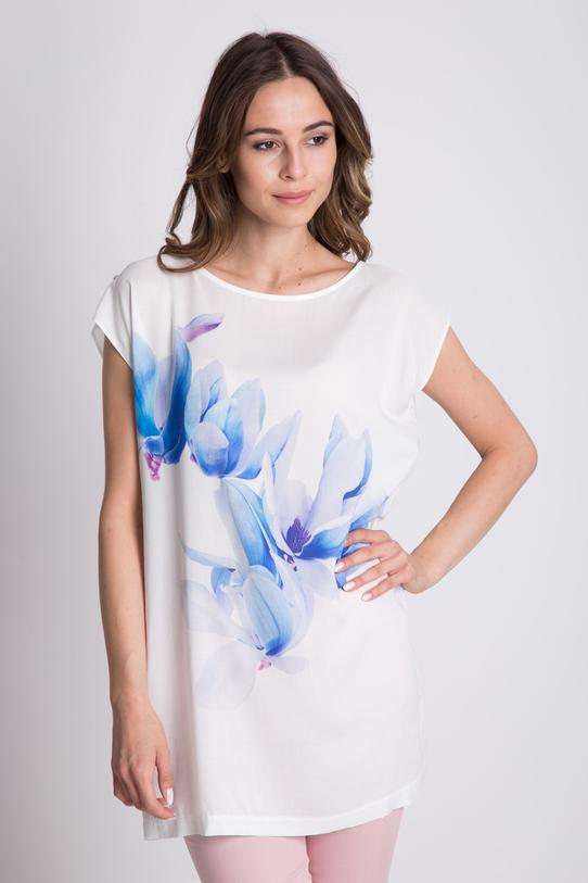 Wizualizacja Luźna bluzka z krótkim rękawem i printem na przodzie