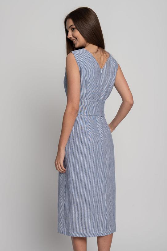 Luźna lniana sukienka za kolano bez rękawów - 4