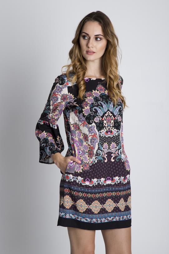 Wizualizacja Oryginalna jesienna sukienka we wzory