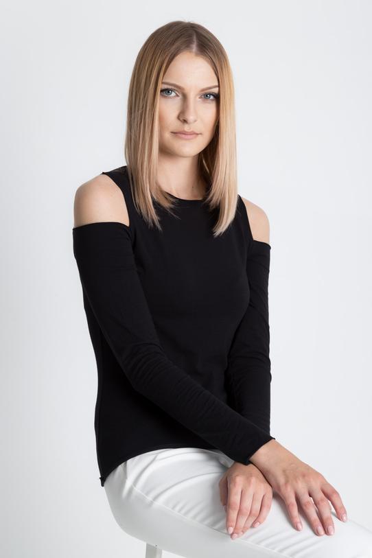 Czarna bluzka z surowym wykończeniem - 1