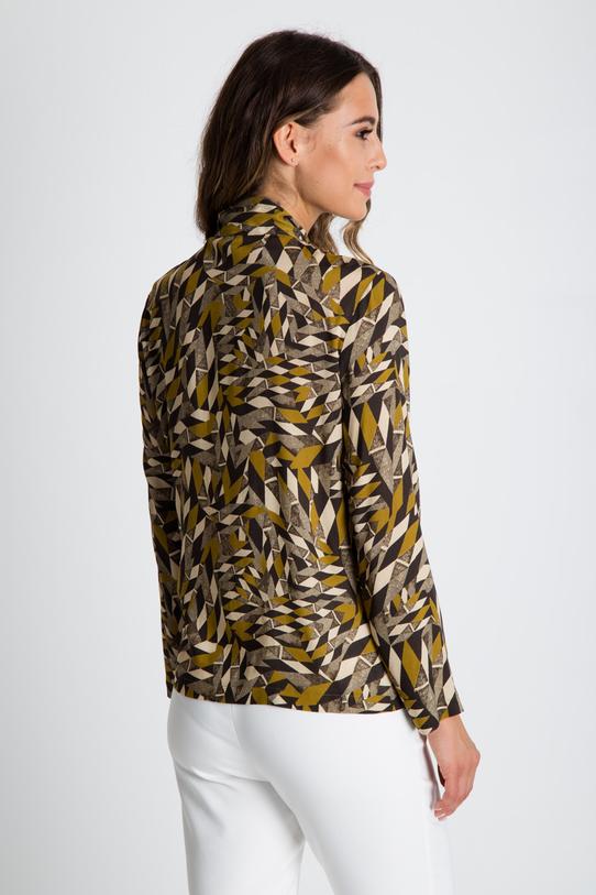 Bluzka we wzory z długim rękawem wiązana przy szyi - 3