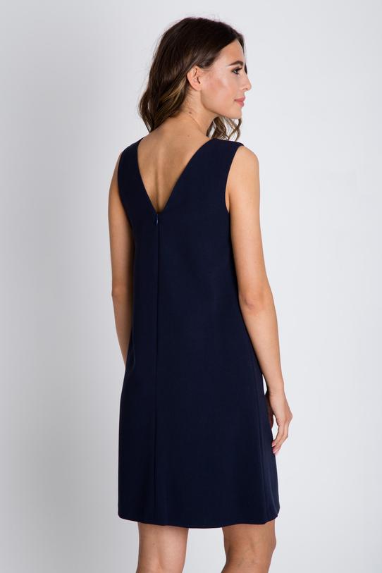 Granatowa sukienka na grubych ramiączkach - 1