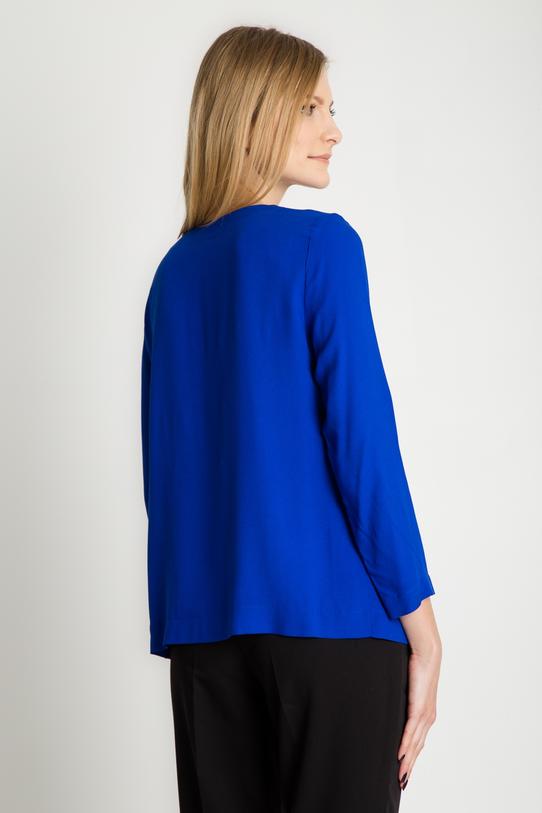 Szafirowa bluzka z dekoltem w literkę V - 4