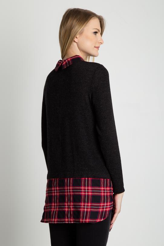 Sweter połączony z koszulą w kratę