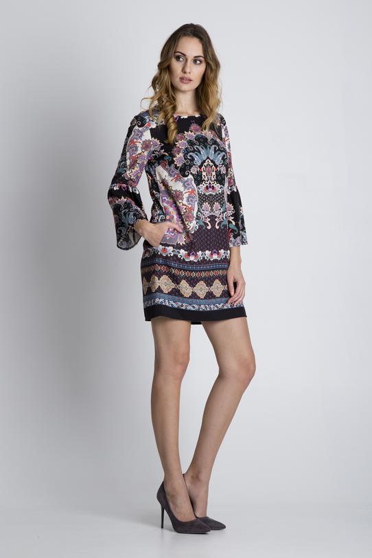 Oryginalna jesienna sukienka we wzory - 2