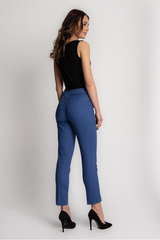 Niebieskie dopasowane spodnie w kant - 4
