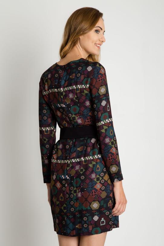 Wiskozowa sukienka w kwiaty z paskiem w talii - 4