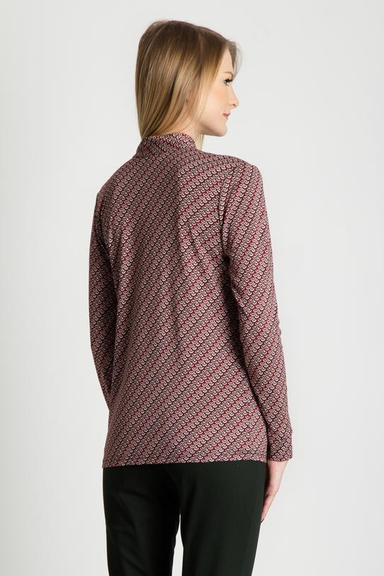 Dzianinowa bluzka z wiązaniem pod szyją i długimi rękawami - 4