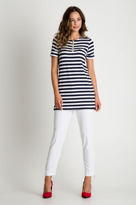 Tunika w paski z zamkiem na dekolcie - 2