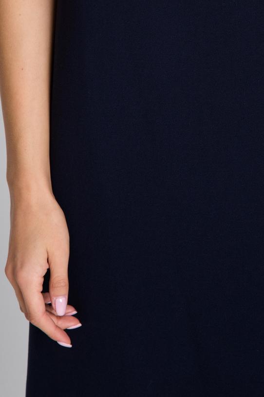 Granatowa sukienka na grubych ramiączkach - 4