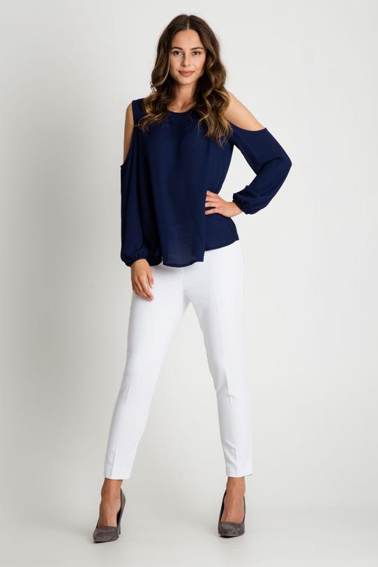 Elegancka granatowa bluzka z odkrytymi ramionami - 1