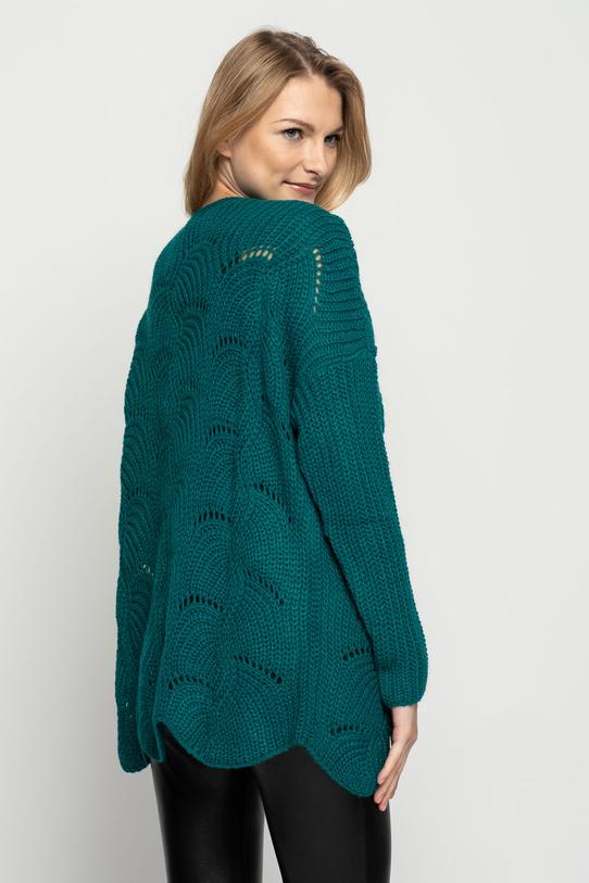 Luźny zielony sweter z oczkami - 4