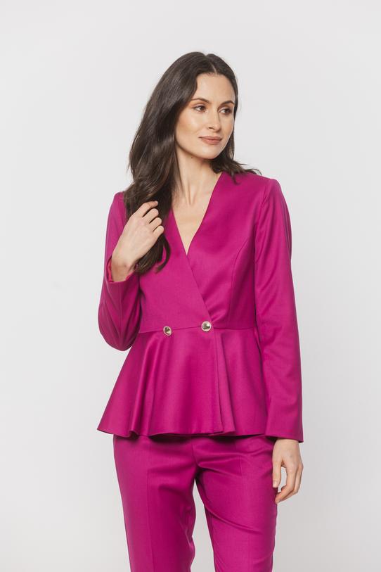 Amarantowy kobiecy żakiet podkreślający talię - 2
