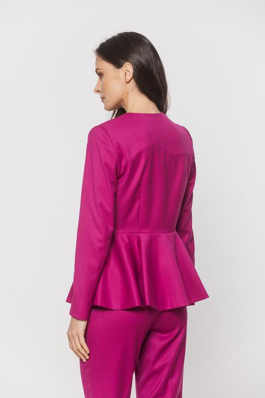Amarantowy kobiecy żakiet podkreślający talię - 3