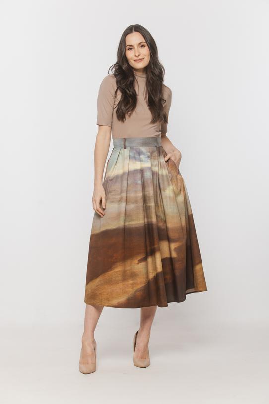 Wizualizacja Artystyczna bawełniana spódnica z printem Chełmońskiego
