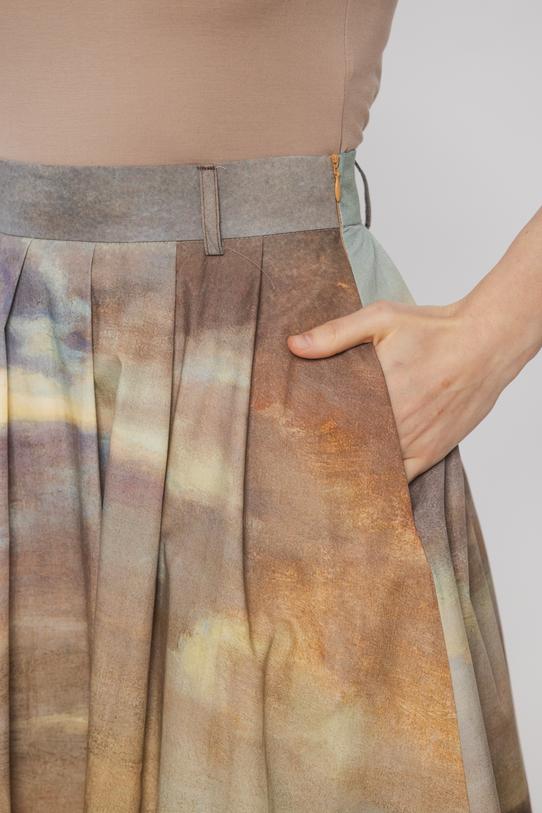 Artystyczna bawełniana spódnica z printem Chełmońskiego - 4