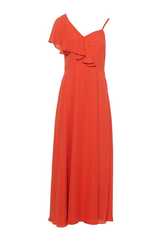 Asymetryczna rozkloszowana sukienka maxi z falbaną - 1