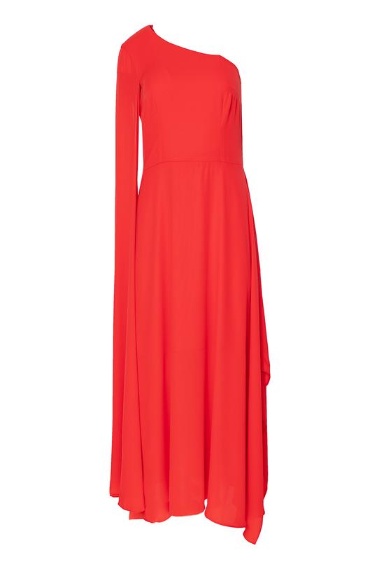 Asymetryczna sukienka ze zwiewnej czerwonej tkaniny - 1