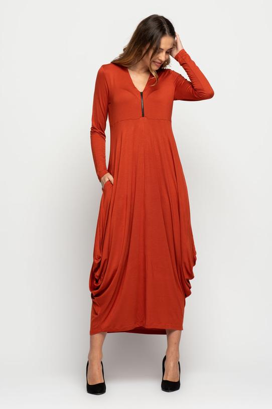 Dzianinowa sukienka z suwakiem i długim rękawem - 3