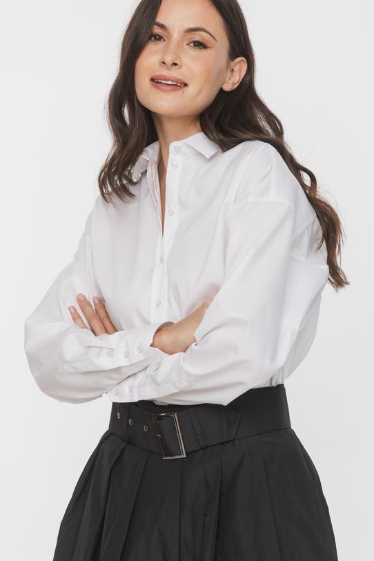 Bawełniana biała koszula o prostym luźnym kroju - 4
