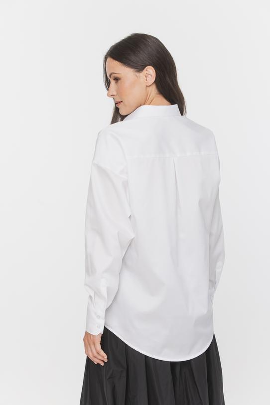 Bawełniana biała koszula o prostym luźnym kroju - 5