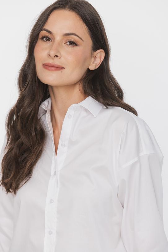 Bawełniana biała koszula o prostym luźnym kroju - 6