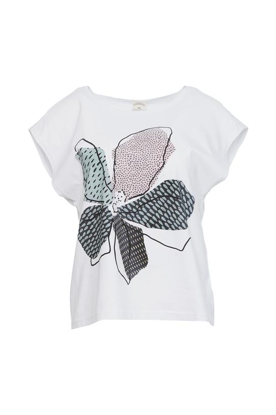 Bawełniana bluzka z nadrukiem abstrakcyjnego kwiatu - 1