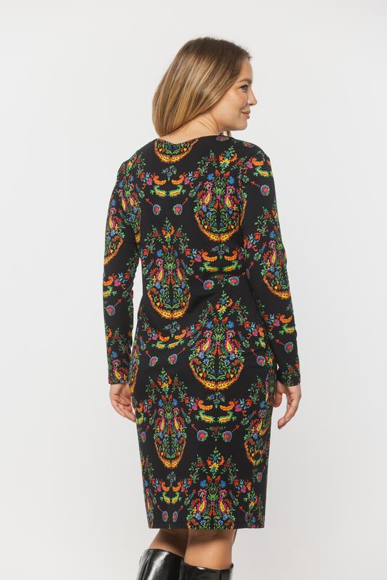 Bawełniana czarna sukienka z folkowym wzorem - 3