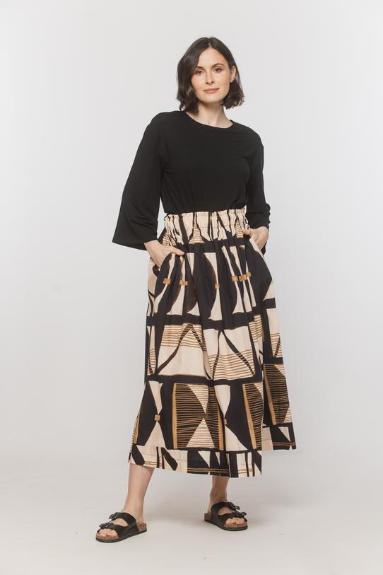 Wizualizacja Bawełniana długa spódnica w etniczny wzór