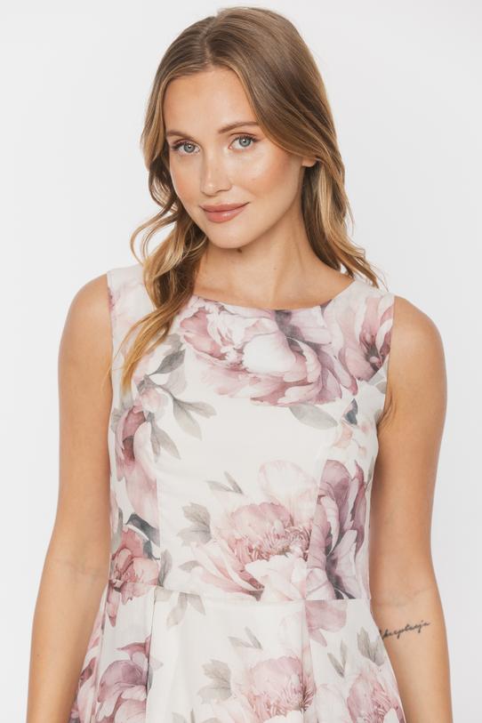 Bawełniana elegancka sukienka w pastelowe kwiaty - 3