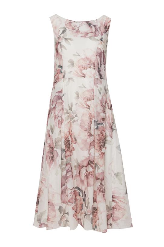 Bawełniana elegancka sukienka w pastelowe kwiaty - 1