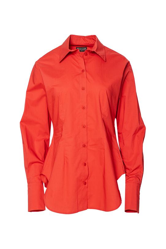 Bawełniana koralowa koszula z modelującymi gumkami - 1