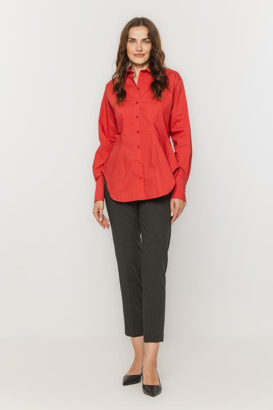 Wizualizacja Bawełniana koralowa koszula z modelującymi gumkami