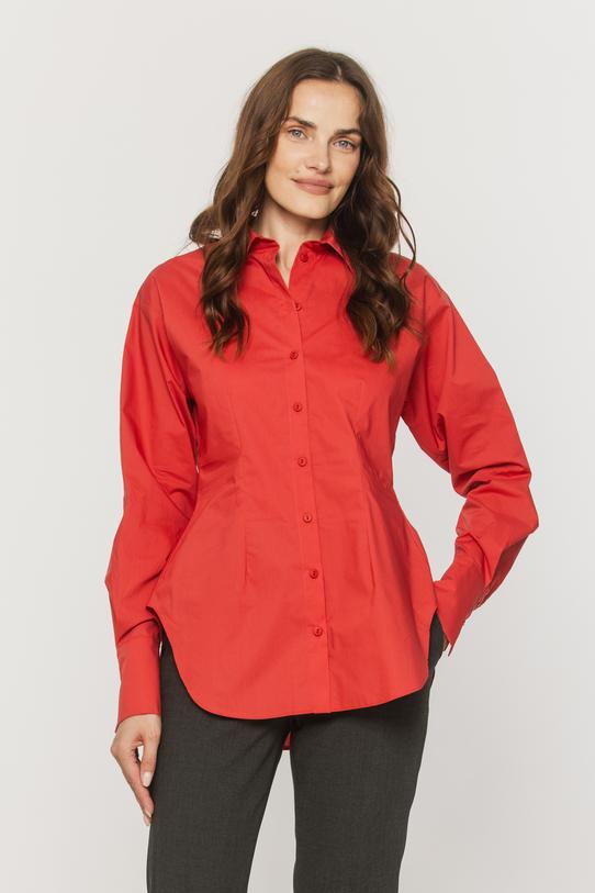 Bawełniana koralowa koszula z modelującymi gumkami - 2