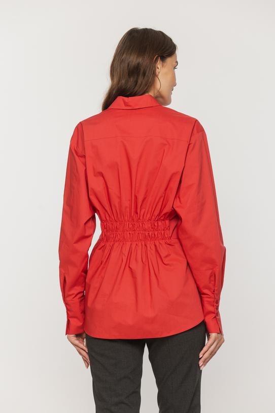 Bawełniana koralowa koszula z modelującymi gumkami - 3