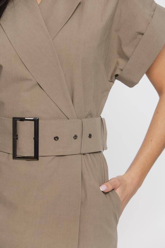 Bawełniana letnia sukienka z paskiem w kolorze oliwki - 5