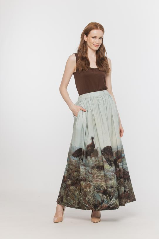 Wizualizacja Bawełniana marszczona spódnica z malarskim printem