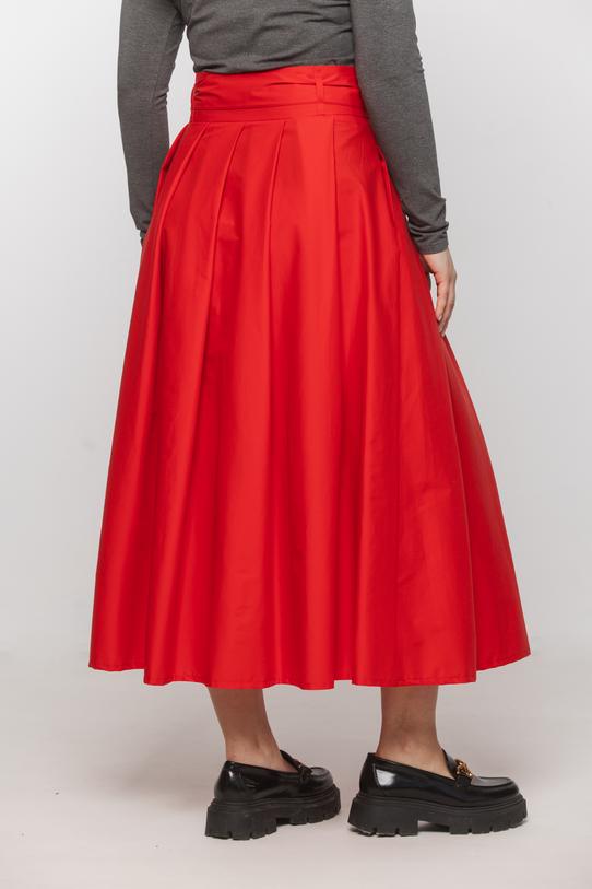 Bawełniana spódnica midi z zakładkami i szarfą - 2