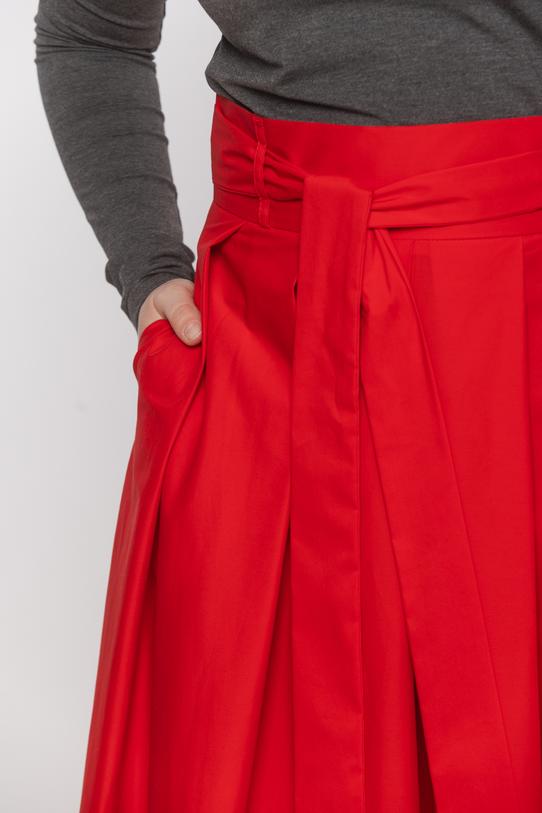 Bawełniana spódnica midi z zakładkami i szarfą - 3